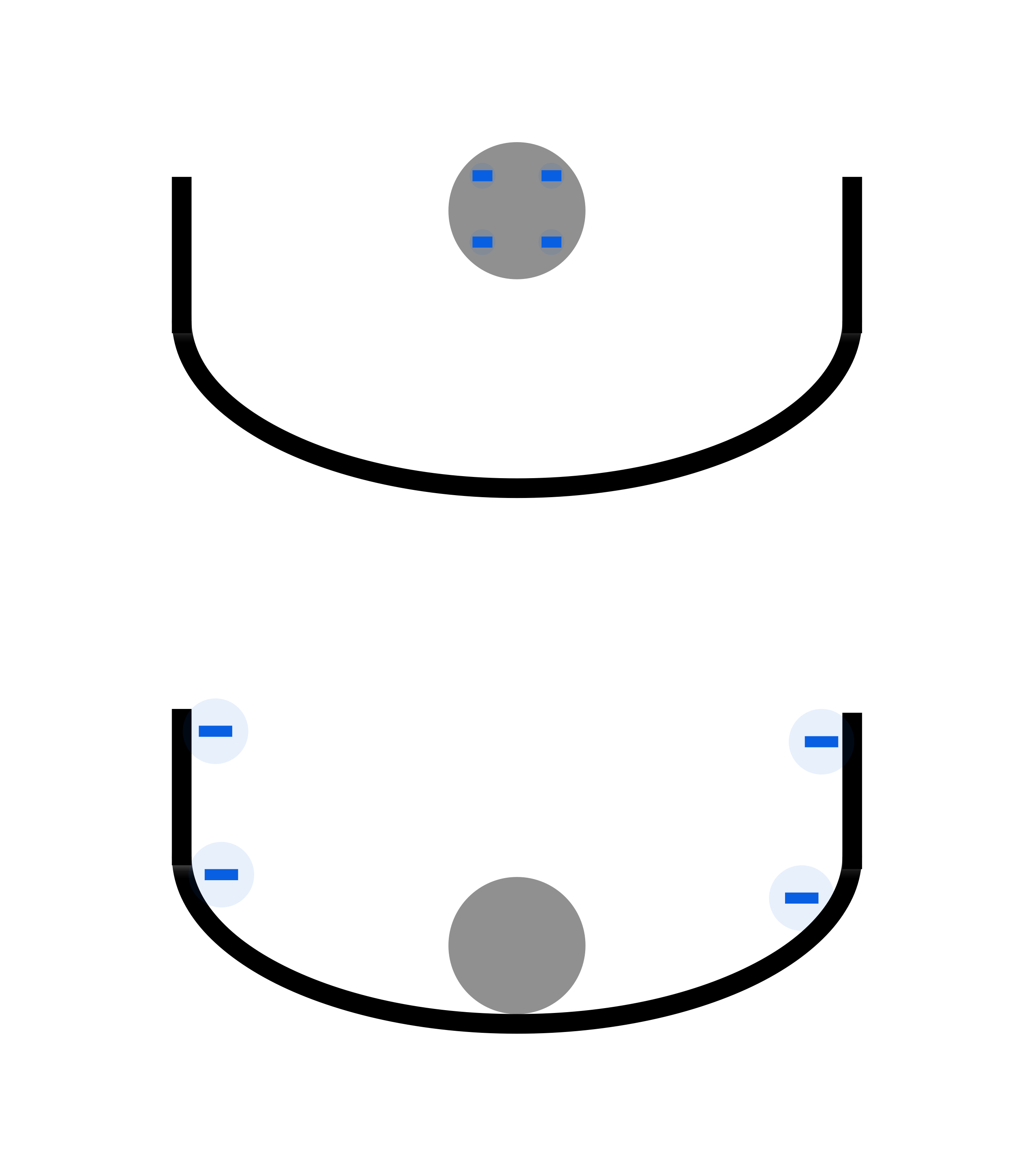*Uma esfera de metal em contato interno com uma panela de metal (estamos observando um corte 2D!): note que as cargas excedentes foram todas para a panela, enquanto a esfera se neutralizou!*